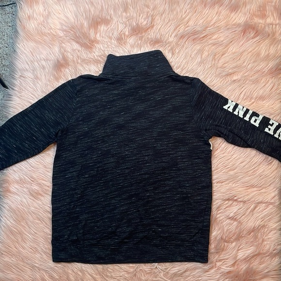 Victorias Secret Pink Colorblock Quarter Zip Pullover Sweatshirt Black Marl/Pink - Picture 4 of 6